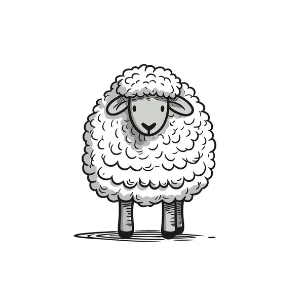 Koyun Koyun Eliyle Çizilmiş Bir Çizim Vektör Karalama Stili Çizgi — Stok Vektör