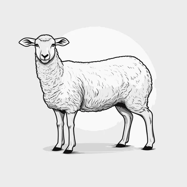 Pecora Illustrazione Disegnata Mano Pecore Illustrazione Del Fumetto Stile Doodle — Vettoriale Stock