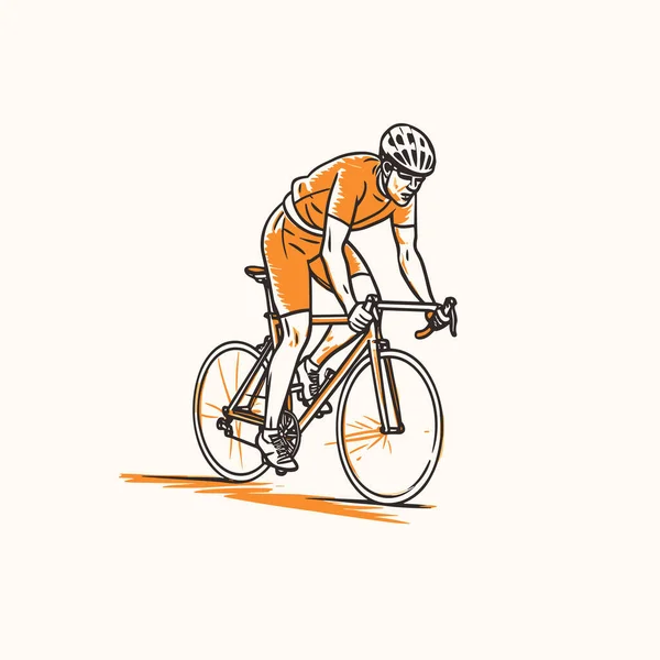 Cycliste Illustration Dessinée Main Par Cycliste Route Illustration Vectorielle Dessin — Image vectorielle