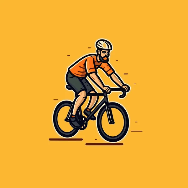 Ciclista Ciclista Estrada Ilustração Desenhada Mão Vector Doodle Estilo Desenho — Vetor de Stock