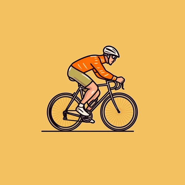 Cyclist Road Cyclist Hand Drawn Illustration Vector Doodle Style Cartoon — Stock Vector