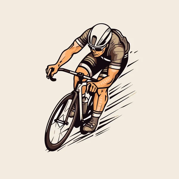 Ποδηλάτης Οδικός Ποδηλάτης Ζωγραφισμένη Στο Χέρι Εικόνα Εικονογράφηση Στυλ Διανυσματικών — Διανυσματικό Αρχείο