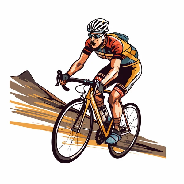 サイクリスト ロードサイクリスト手描きイラスト ベクトルドアスタイルの漫画イラスト — ストックベクタ