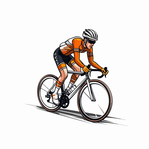骑自行车的骑单车者手绘图解 矢量涂鸦风格卡通画 — 图库矢量图片