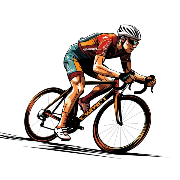 Cyklista Silniční Cyklista Ručně Kreslené Ilustrace Vektorové Kreslené Kreslené Ilustrace — Stockový vektor