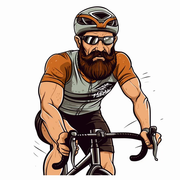 Cycliste Illustration Dessinée Main Par Cycliste Route Illustration Vectorielle Dessin — Image vectorielle