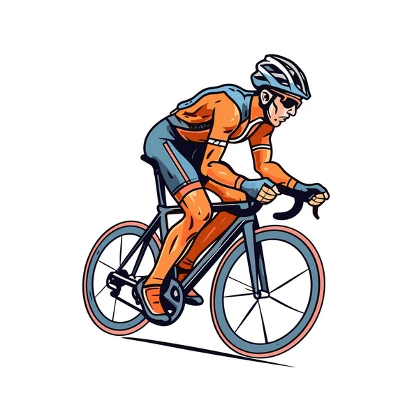 Cycliste Illustration Dessinée Main Par Cycliste Route Illustration Vectorielle Dessin — Image vectorielle