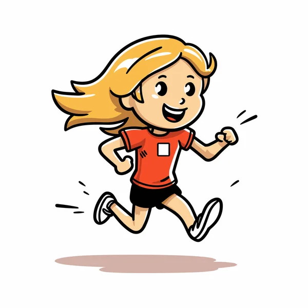 Läuferinnen Handgezeichnete Illustration Einer Läuferin Zeichentrickfilm Vector Doodle Stil — Stockvektor