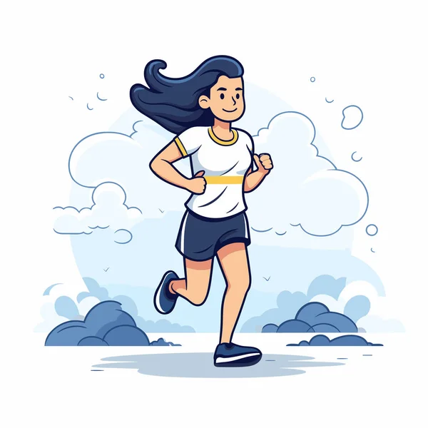 Läuferinnen Handgezeichnete Illustration Einer Läuferin Zeichentrickfilm Vector Doodle Stil — Stockvektor