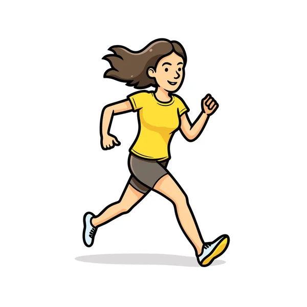 Běžkyně Samice Běžec Ručně Kreslené Ilustrace Vektorové Kreslené Kreslené Ilustrace — Stockový vektor
