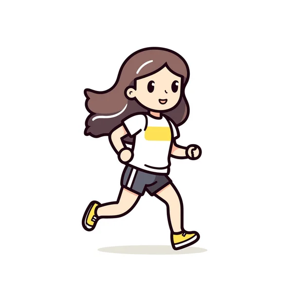 女赛跑选手女赛跑选手手绘插图 矢量涂鸦风格卡通画 — 图库矢量图片
