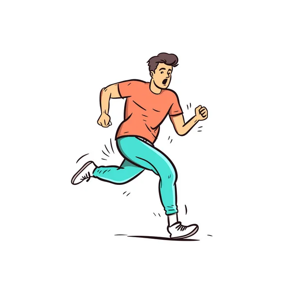 ランナー ランナー手描きイラスト ベクトルドアスタイルの漫画イラスト — ストックベクタ