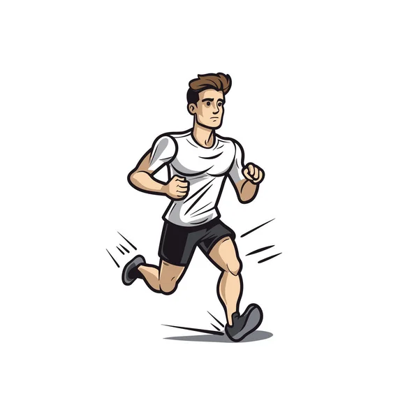 Běžec Ručně Kreslený Obrázek Běžce Vektorové Kreslené Kreslené Ilustrace — Stockový vektor