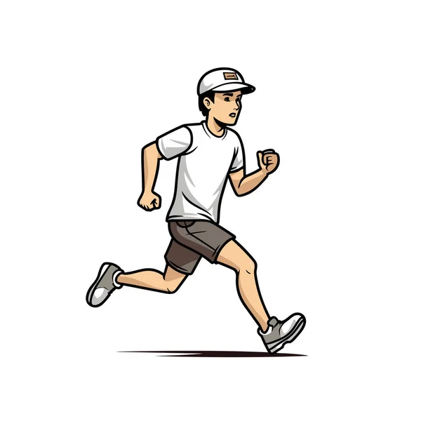 Läufer Runner Handgezeichnete Illustration Zeichentrickfilm Vector Doodle Stil — Stockvektor