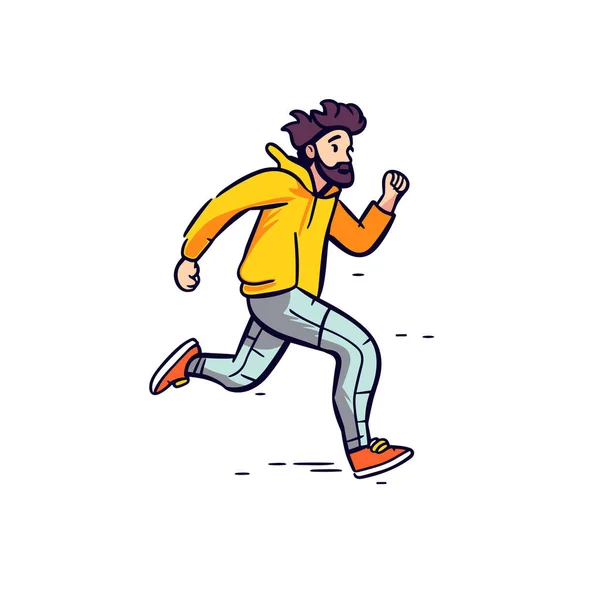 ランナー ランナー手描きイラスト ベクトルドアスタイルの漫画イラスト — ストックベクタ