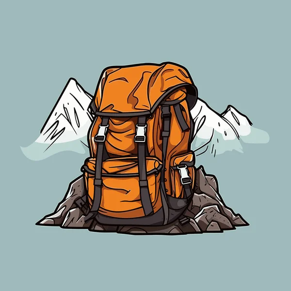 Plecak Turystyczny Wędrówka Plecak Ręcznie Rysowane Ilustracji Komiksu Wektor Doodle — Wektor stockowy