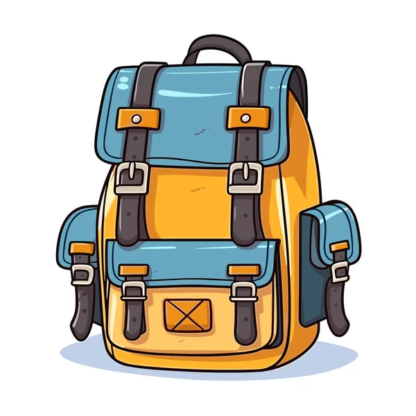 Hiking Backpack Hiking Backpack Hand Drawn Comic Illustration Vector Doodle — Stock Vector