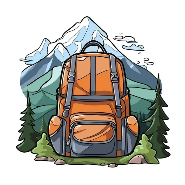 Plecak Turystyczny Wędrówka Plecak Ręcznie Rysowane Ilustracji Komiksu Wektor Doodle — Wektor stockowy