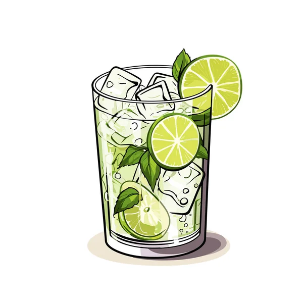 Caipirihna Caipirihna Cocktail Illustration Comique Dessinée Main Illustration Vectorielle Dessin — Image vectorielle
