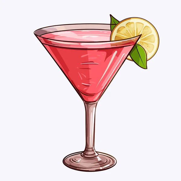 Kosmopolitisk Kosmopolitisk Cocktail Handritad Serietidning Vektor Klotter Stil Tecknad Illustration — Stock vektor