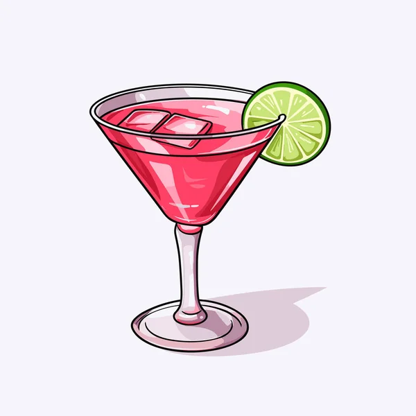 Kosmopolitisk Kosmopolitisk Cocktail Handritad Serietidning Vektor Klotter Stil Tecknad Illustration — Stock vektor