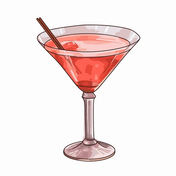 Cosmopolita Cosmopolitan Cocktail Hand Drawn Comic Illustration Inglês Vector Doodle — Vetor de Stock