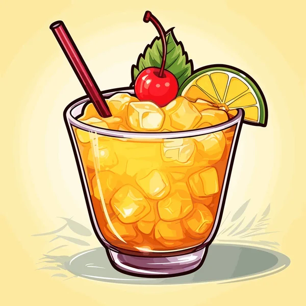 Mai Tai Mai Tai Cocktail Handritad Serietidning Illustration Vektor Klotter — Stock vektor