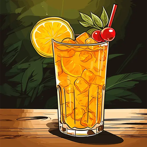 Mai Tai Mai Tai Cocktail Handgezeichnete Comic Illustration Zeichentrickfilm Vector — Stockvektor