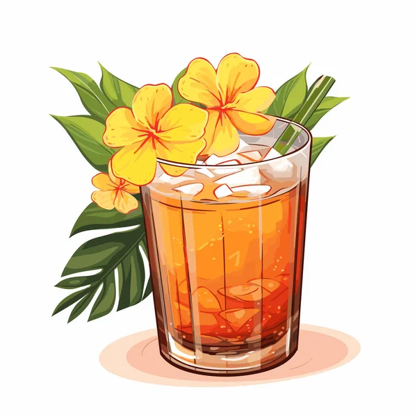Mai Tai Mai Tai Cocktail Hand Drawn Comic Illustration Vector — Stock Vector