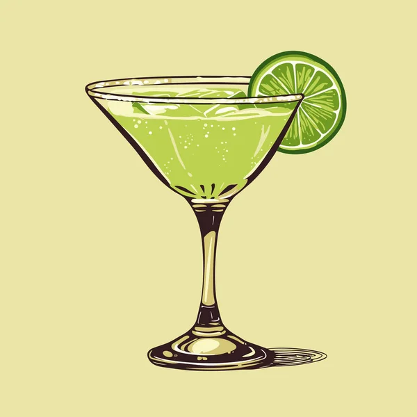Margarita Illustration Comique Dessinée Main Pour Cocktail Margarita Illustration Vectorielle — Image vectorielle