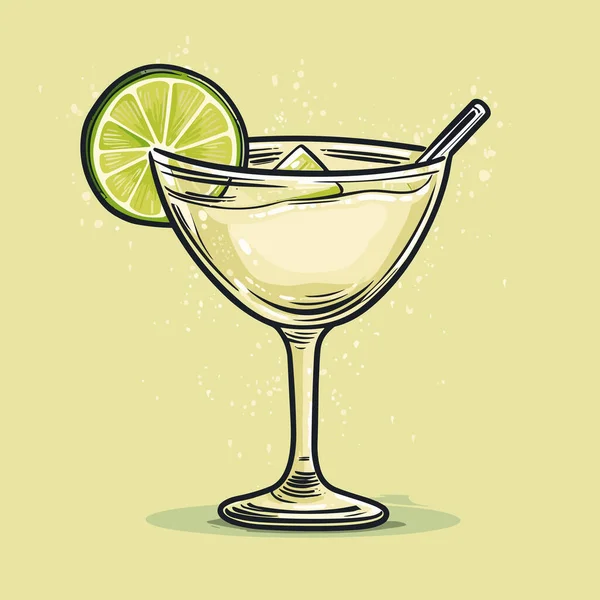 Vad Det Margarita Cocktail Handritad Serietidning Vektor Klotter Stil Tecknad — Stock vektor