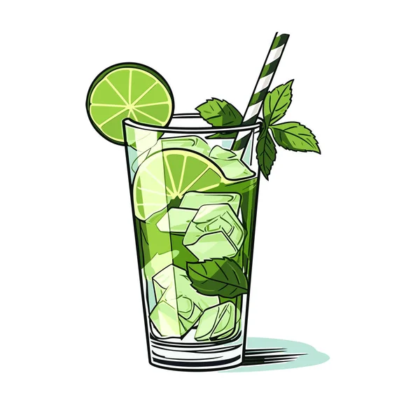 Jag Heter Mojito Mojito Cocktail Handritad Komisk Illustration Vektor Klotter — Stock vektor