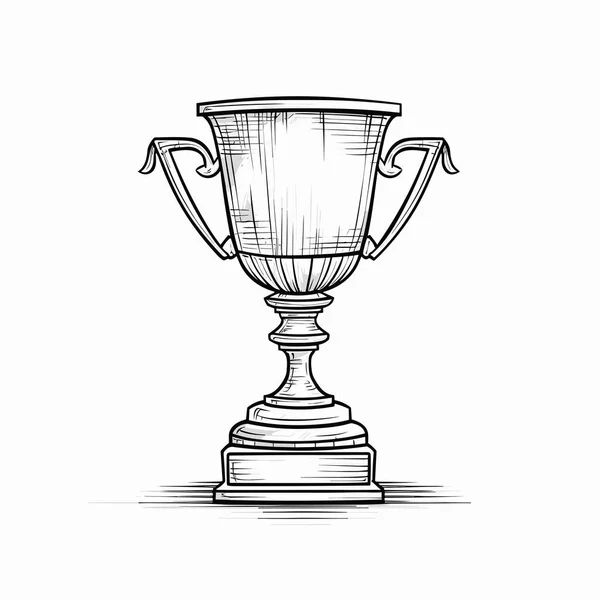 Winner Cup Winner Cup Hand Drawn Comic Illustration Vector Doodle — Stock Vector