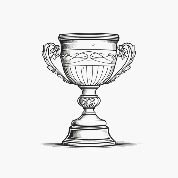 Taça Vencedora Vencedor Copo Desenhado Mão Ilustração Cômica Vector Doodle — Vetor de Stock