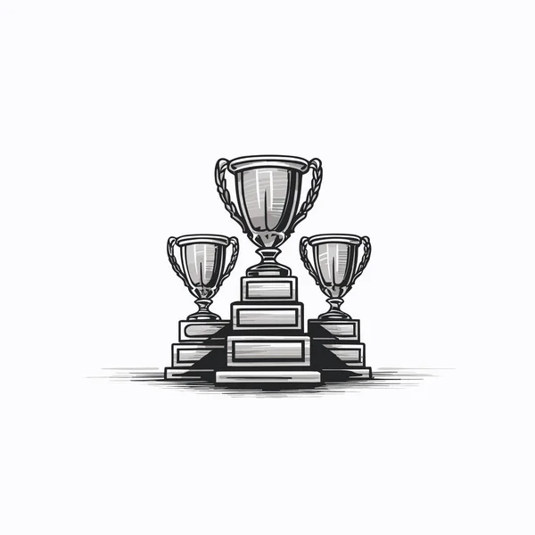 Coupe Gagnante Vainqueur Tasse Dessinée Main Illustration Comique Illustration Vectorielle — Image vectorielle