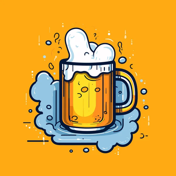 Bière Illustration Bière Dessinée Main Illustration Vectorielle Dessin Animé Style — Image vectorielle