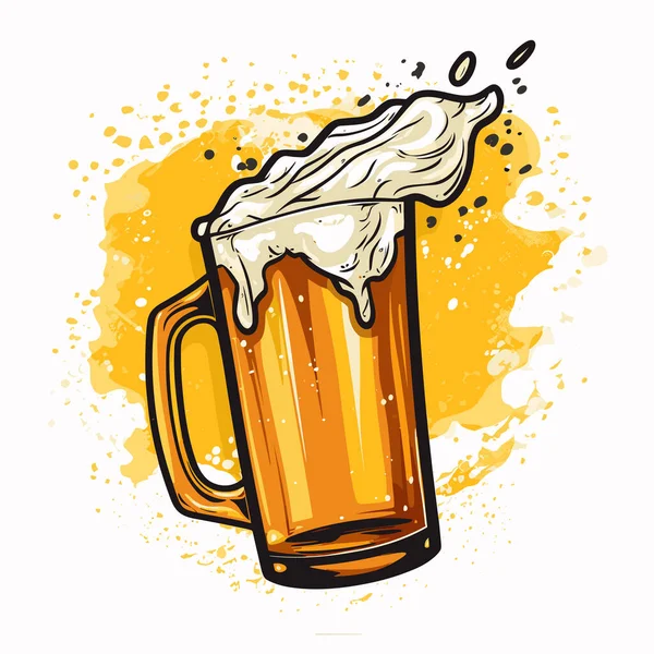 Cerveza Ilustración Cómica Dibujada Mano Cerveza Vector Doodle Estilo Ilustración — Vector de stock