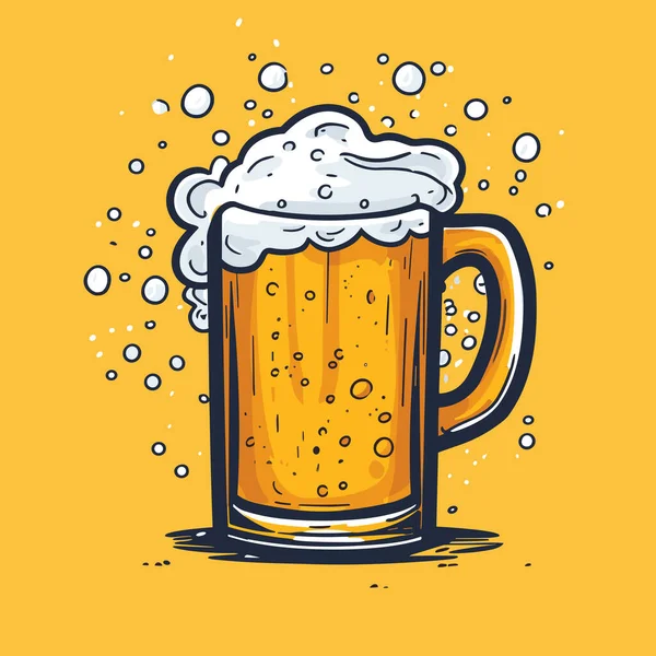 Пиво Пиво Ручной Работы Комической Иллюстрации Векторная Иллюстрация Стиле Каракулей — стоковый вектор