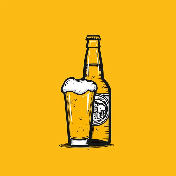 Пиво Пиво Ручной Работы Комической Иллюстрации Векторная Иллюстрация Стиле Каракулей — стоковый вектор