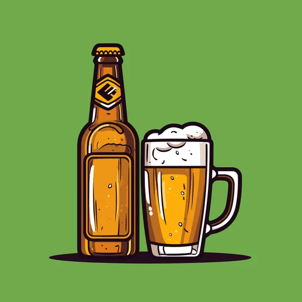 Beer Beer Hand Drawn Comic Illustration Vector Doodle Style Cartoon — Stock Vector