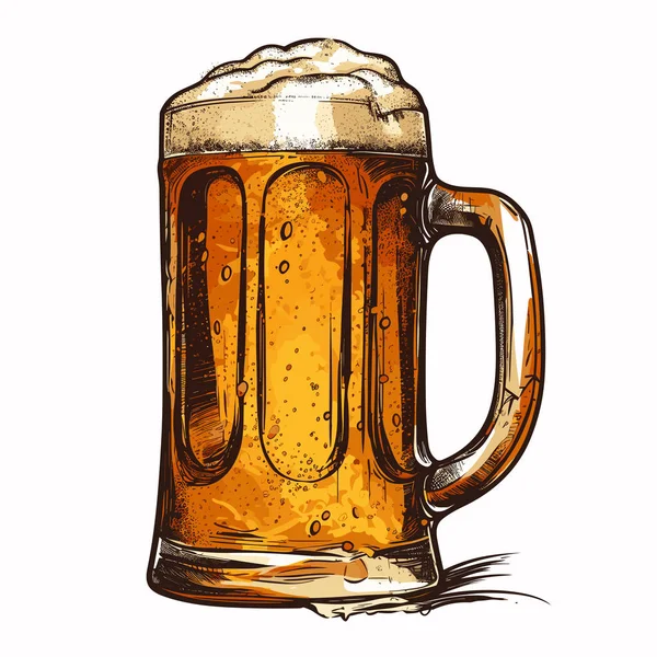 Cerveza Ilustración Cómica Dibujada Mano Cerveza Vector Doodle Estilo Ilustración — Vector de stock