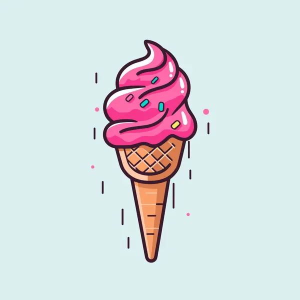 冰淇淋 冰淇淋手绘漫画插图 矢量涂鸦风格卡通画 — 图库矢量图片