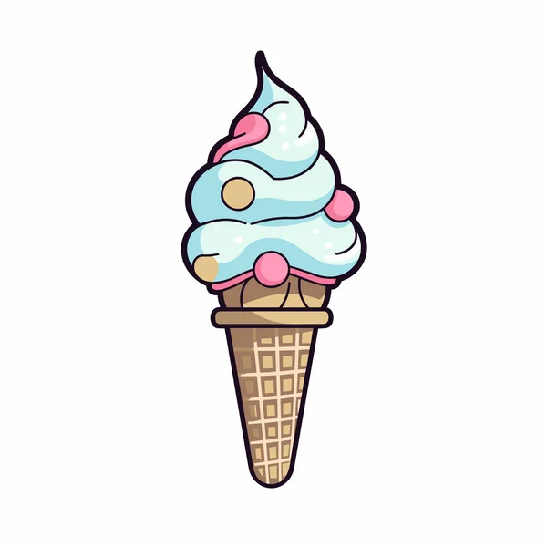 冰淇淋 冰淇淋手绘漫画插图 矢量涂鸦风格卡通画 — 图库矢量图片