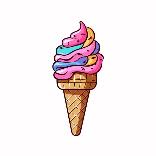 Ice Cream Ice Cream Hand Drawn Comic Illustration Vector Doodle — Stock Vector