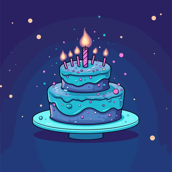 Születésnapi Torta Születésnapi Torta Kézzel Rajzolt Képregény Illusztráció Vector Firka — Stock Vector