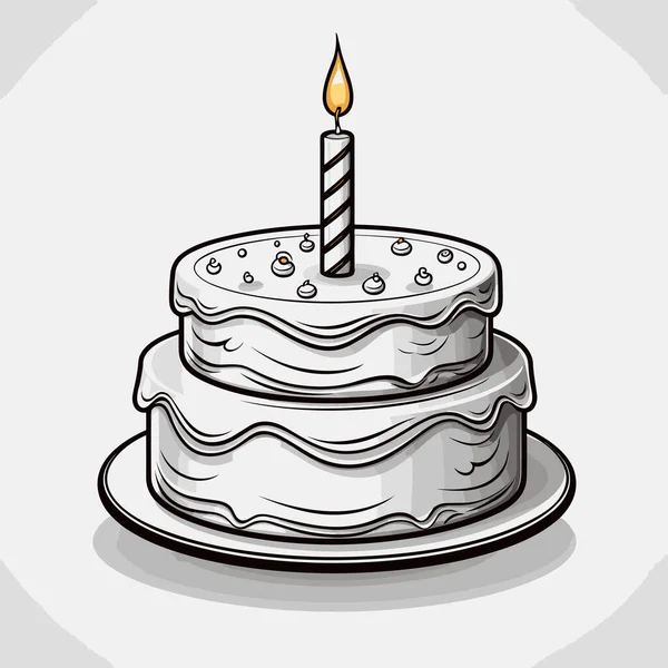Торт День Народження День Народження Торт Намальований Вручну Комічна Ілюстрація — стоковий вектор