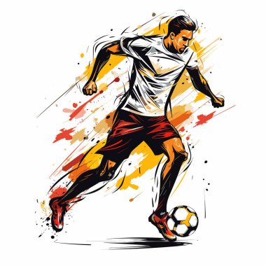 Football player. Soccer player hand-drawn comic illustration. Vector doodle style cartoon illustration clipart