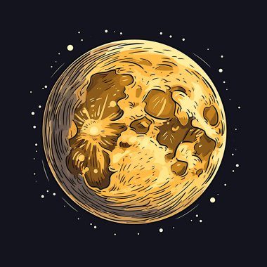 Ay. Ay 'ın el çizimi komik çizimi. Vektör karalama stili çizgi film çizimi