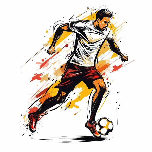 Fotbollsspelare Fotbollsspelare Handritad Serietidning Illustration Vektor Klotter Stil Tecknad Illustration — Stock vektor