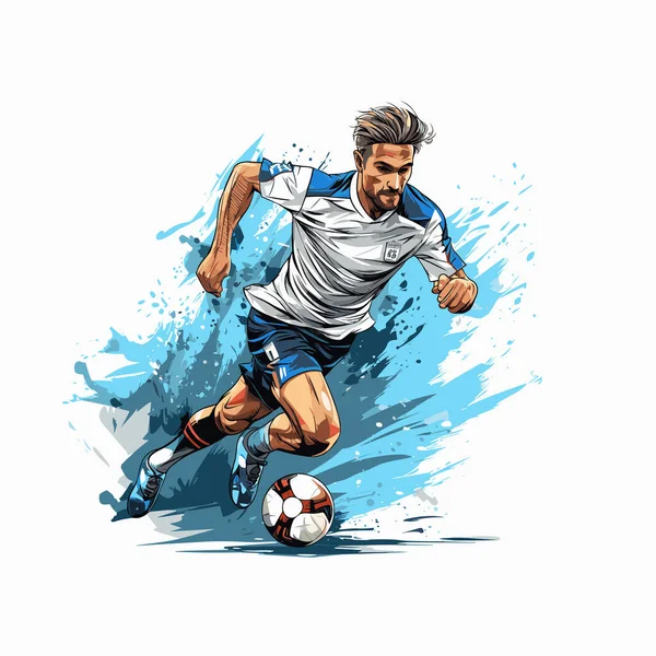 Jugador Fútbol Jugador Fútbol Dibujado Mano Ilustración Cómica Vector Doodle — Vector de stock